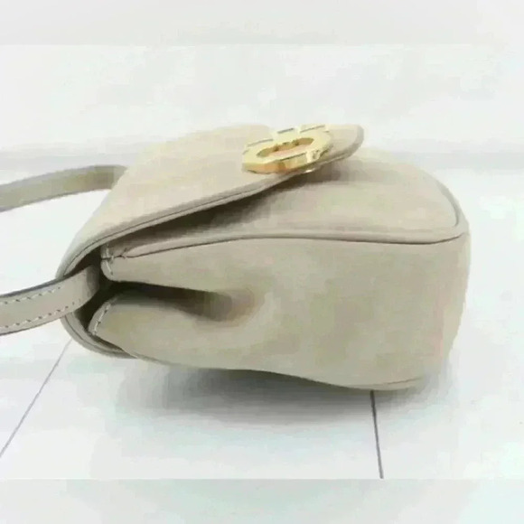 Authentic Salvatore Ferragamo Gancini Beige Suede Crossbody Bag w/COA - Picture 6 of 16